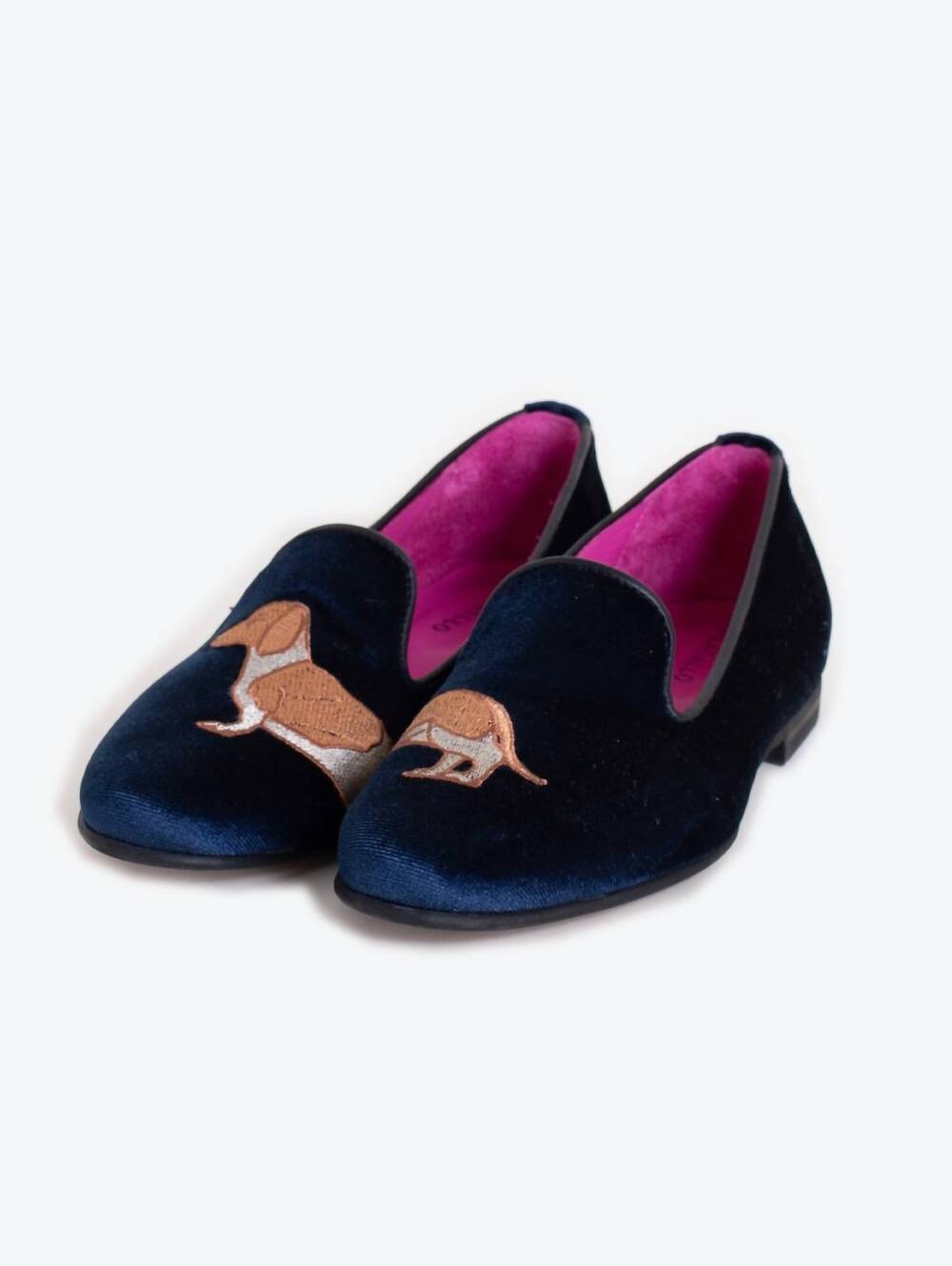 NEW VILAGALLO women's velvet dog shoes in navy